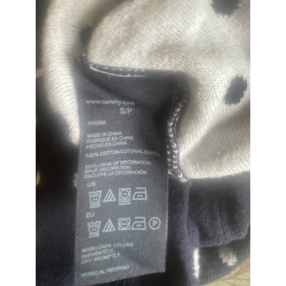 Tommy Hilfiger Size Small Petite Sweater Navy w/ White Polkadots - Picture 3 of 3